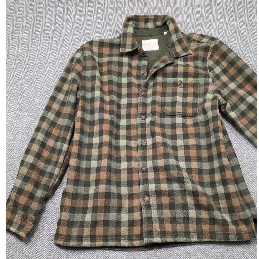 Weatherproof Vintage Mens Large Fleece Lined Flannel Shirt Green Plaid 1624940